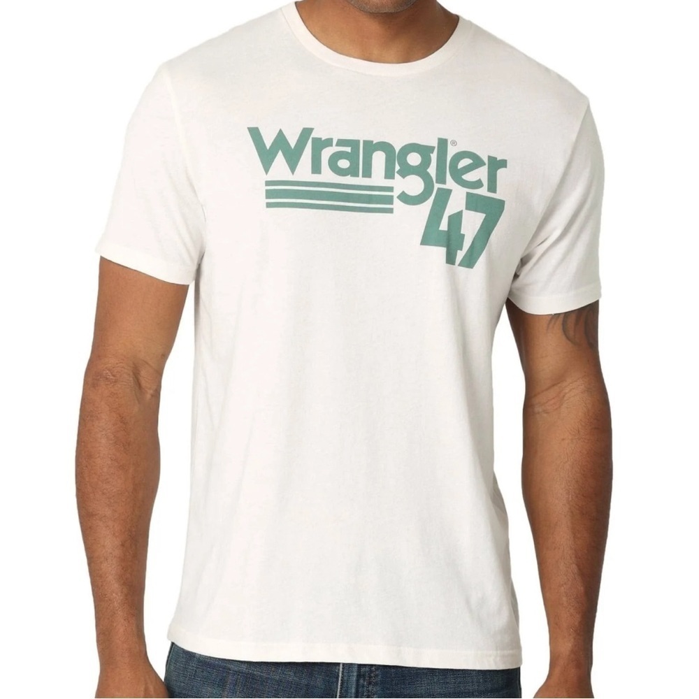 Wrangler 3XL White Logo Print Short Sleeve Shirt Classic Comfy